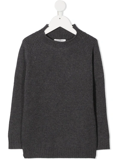 Paolo Pecora Teen Crew Neck Knit Jumper In Grey