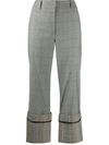 Monse Cropped Checked Wool-blend Straight-leg Pants In Black