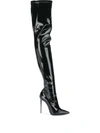 Le Silla Eva Thigh-length Leather Boots In Black