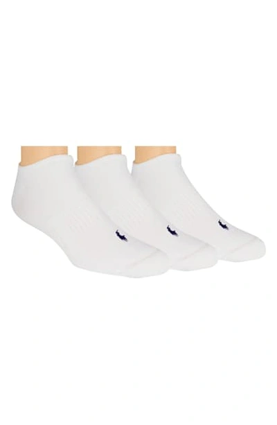 Polo Ralph Lauren 3 Pack Tech Athletic Low Cut Socks With Polo Player In White