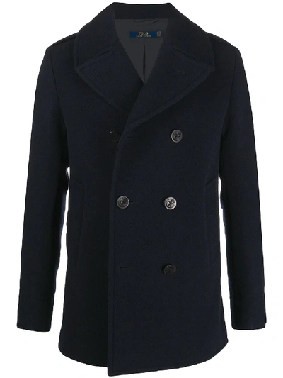 Polo Ralph Lauren Double Breasted Coat In Blue