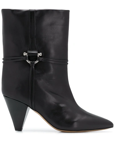 Isabel Marant Angular Wide Ankle Boots In Black