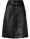 Just Cavalli Monogram-trimmed Leather Skirt In Black