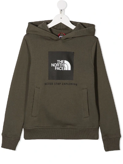 The North Face Kids' New Box Logo Print Hoodie In Green