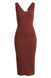 LOVE, FIRE RIBBED BODY-CON MIDI DRESS,NFDKA967