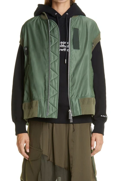 SACAI TWILL KNIT NYLON VEST,SCW-002