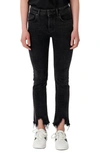 Maje Ripped Hem Skinny Jeans In Anthracite