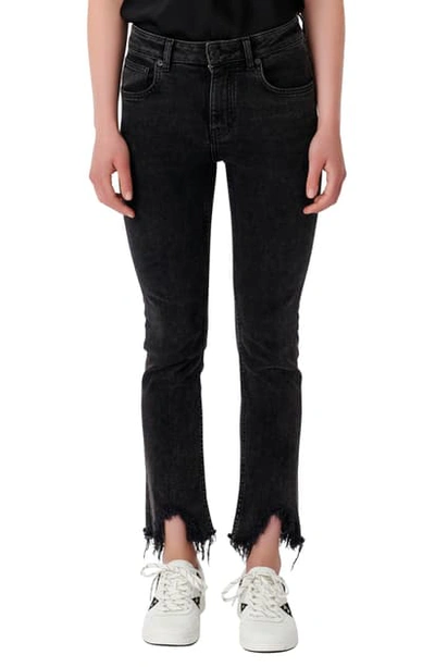Maje Ripped Hem Skinny Jeans In Anthracite