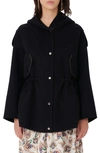 MAJE HOODED WOOL BLEND COAT,MFPOU00438