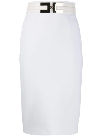 Elisabetta Franchi Belted Midi Skirt In White