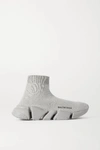 Balenciaga Speed 2.0 Ribbed Stretch-knit High-top Sneakers In Gray