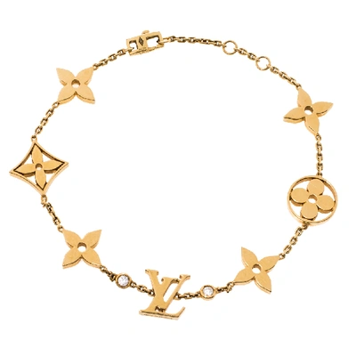 Pre-owned Louis Vuitton Idylle Blossom Monogram Diamond 18k Yellow Gold Station Bracelet