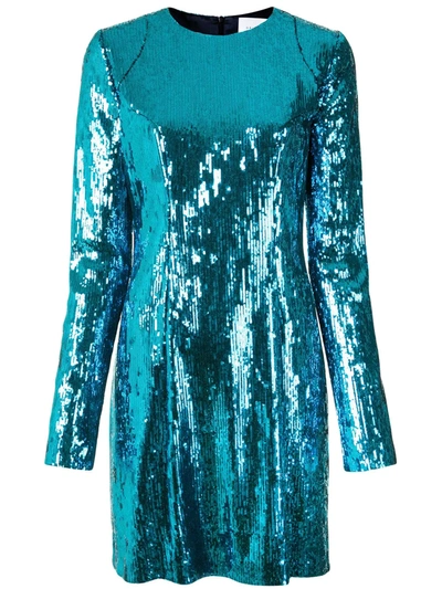 Galvan 'oceana' Sequins Halter Neck Gown In Blue