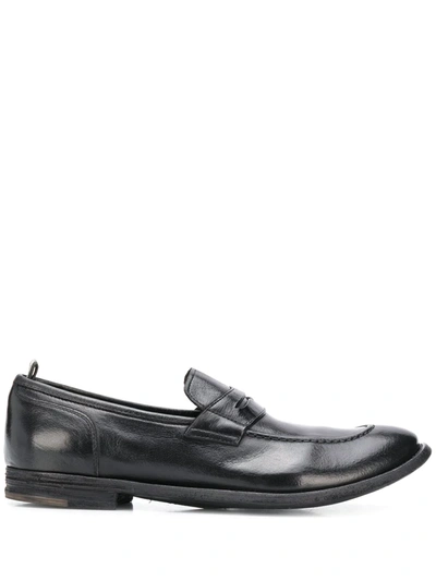 Officine Creative Anatomia Leather Penny Loafers In Black