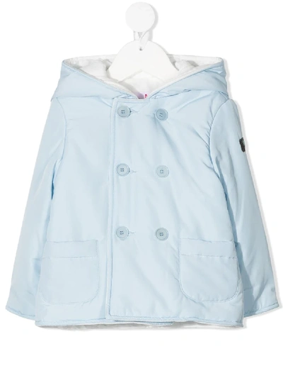 Il Gufo Babies' Double-breasted Hooded Jacket In Blue