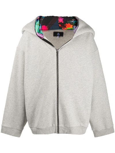 Duoltd Contrast-hood Zipped Hoodie In Grey