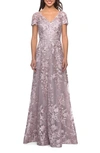 LA FEMME EMBROIDERED LACE A-LINE GOWN,27870