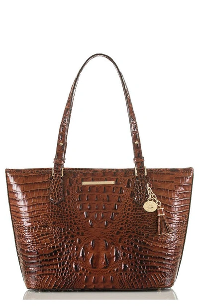 Brahmin Medium Asher Melbourne Embossed Leather Tote In Pecan Melbourne