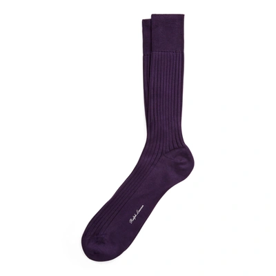 Polo Ralph Lauren Rib-knit Cotton Trouser Socks In Deep Purple
