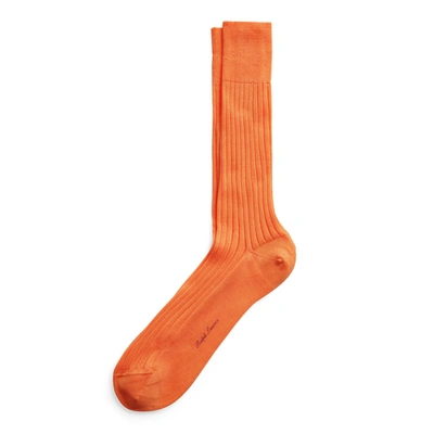 Polo Ralph Lauren Rib-knit Cotton Trouser Socks In Orange