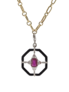 Gemfields X Muse 18kt White Gold Nikos Koulis Enamel And Gemstone Pendant In Gold