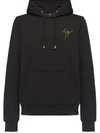 GIUSEPPE ZANOTTI EMBROIDERED LOGO DRAWSTRING HOODIE