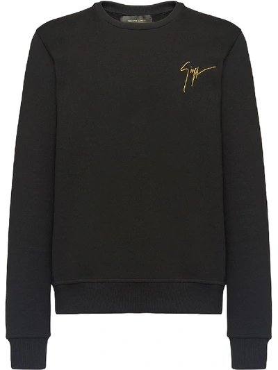 Giuseppe Zanotti Embroidered Logo Crew Neck Sweatshirt In Black  