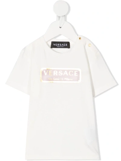 Young Versace Babies' Logo Print T-shirt In White