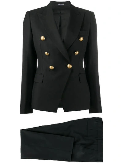 Tagliatore Double-breasted Two-piece Suit In Black