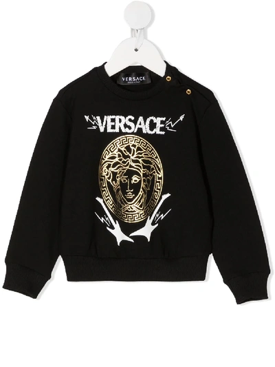 Young Versace Babies' Medusa Print Sweatshirt In Black