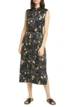 VINCE ROSE FIELD SLEEVELESS POPOVER MIDI DRESS,V675451179