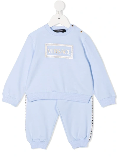 Young Versace Babies' Logo Two-piece Set In Blue