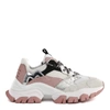 MONCLER LEAVE NO TRACE WHITE AND PINK SNEAKERS IN LEATHER AND MESH,11504601