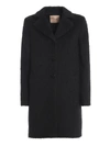 TWINSET BRUSHED WOOL CLOTH COAT IN BLACK