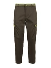 VALENTINO NEON DETAIL CARGO TROUSERS IN GREEN