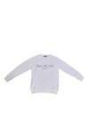 BALMAIN SWEATSHIRT IN WHITE WITH HOLOGRAPHIC LOGO