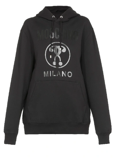 Moschino Double Question Mark Hoodie In Fantasy Print Black