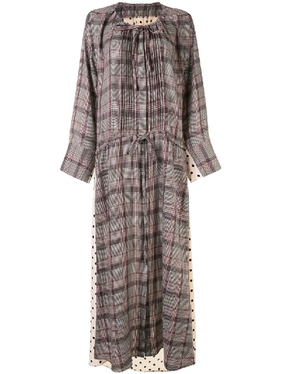 Miharayasuhiro Pattern-mix Maxi Dress In Brown