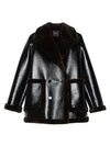 Theory Faux Fur-trimmed Faux Leather Peacoat In Espresso
