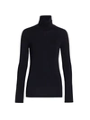 Majestic Mélange Cotton And Cashmere-blend Jersey Turtleneck Top In Marine
