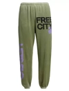 Free City Logo Fleece Sweatpants In Green Dirt Sunfade