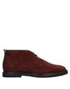 TOD'S TOD'S MAN ANKLE BOOTS BURGUNDY SIZE 8.5 SOFT LEATHER,11897726WM 13