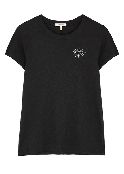 Rag & Bone Black Embroidered Pima Cotton T-shirt
