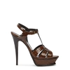 SAINT LAURENT TRIBUTE 105 BROWN CROCODILE-EFFECT SANDALS,3264962