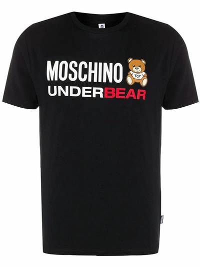 Moschino Underwear Printed Jersey Stretch Slim Fit T-shirt In Black