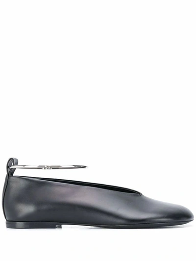 Jil Sander Ankle-bracelet Ballerina Shoes In Black