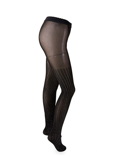 Wolford Women's Sparkle Stripe Tights In Black Blue