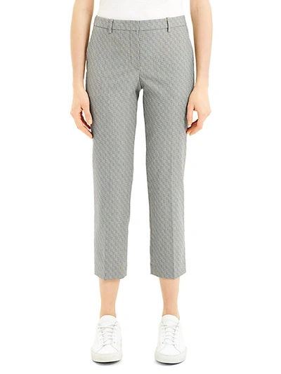 Theory Optical Wool Cropped Tailered Trousers In Black Ivory