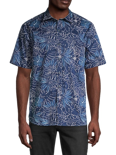 Tommy Bahama Botanical-print Short-sleeve Shirt In Kingdom Blue