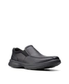 Clarks Woodall Strap Mens Leather Lifestyle Casual And Fashion Sneakers In Black Tumbled Leather